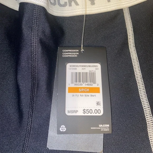 Under Armour Project Rock  Black and White Compression Shorts - Picture 3 of 4